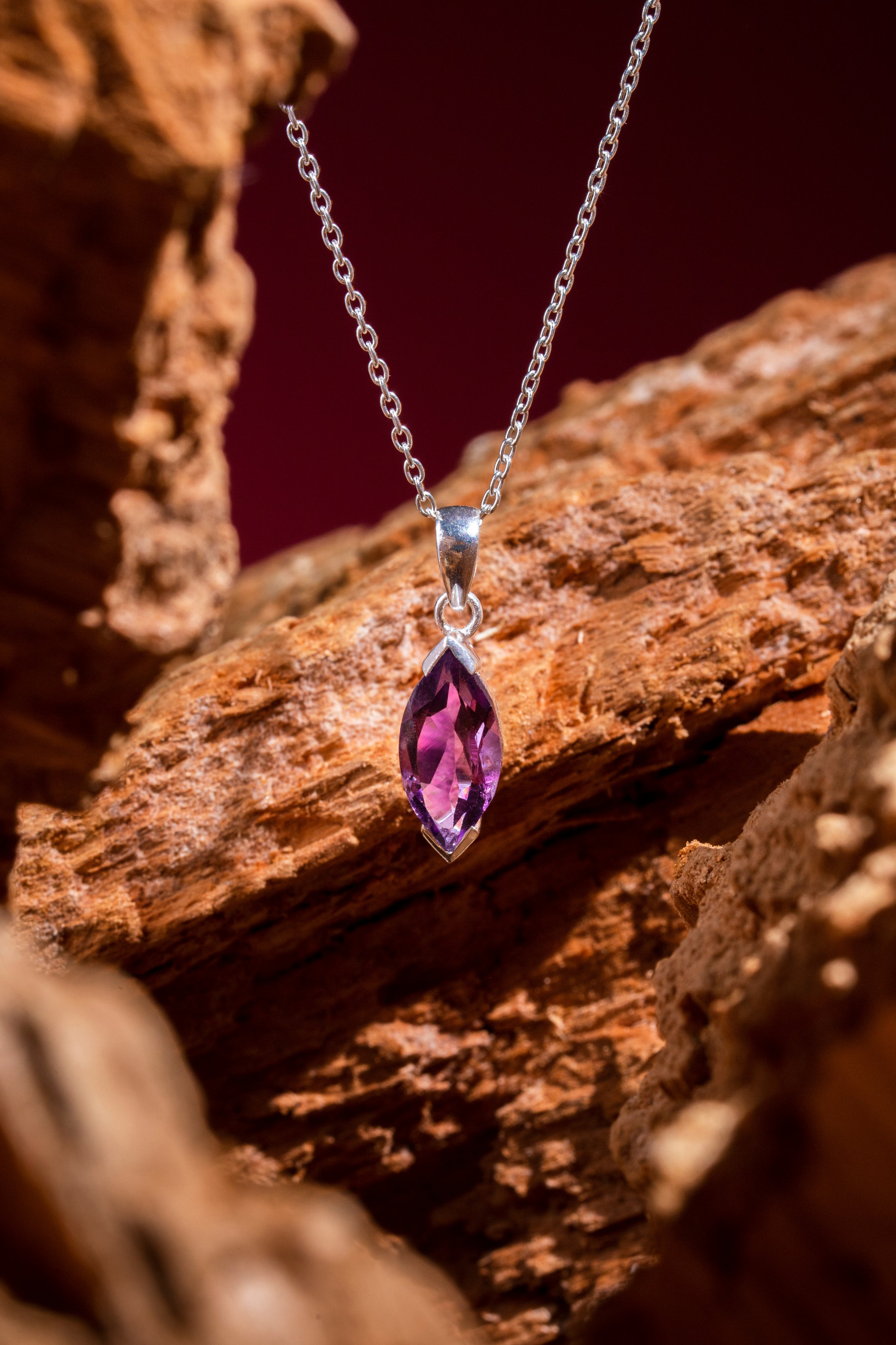 Amethyst Marquise Cut Silver Pendant