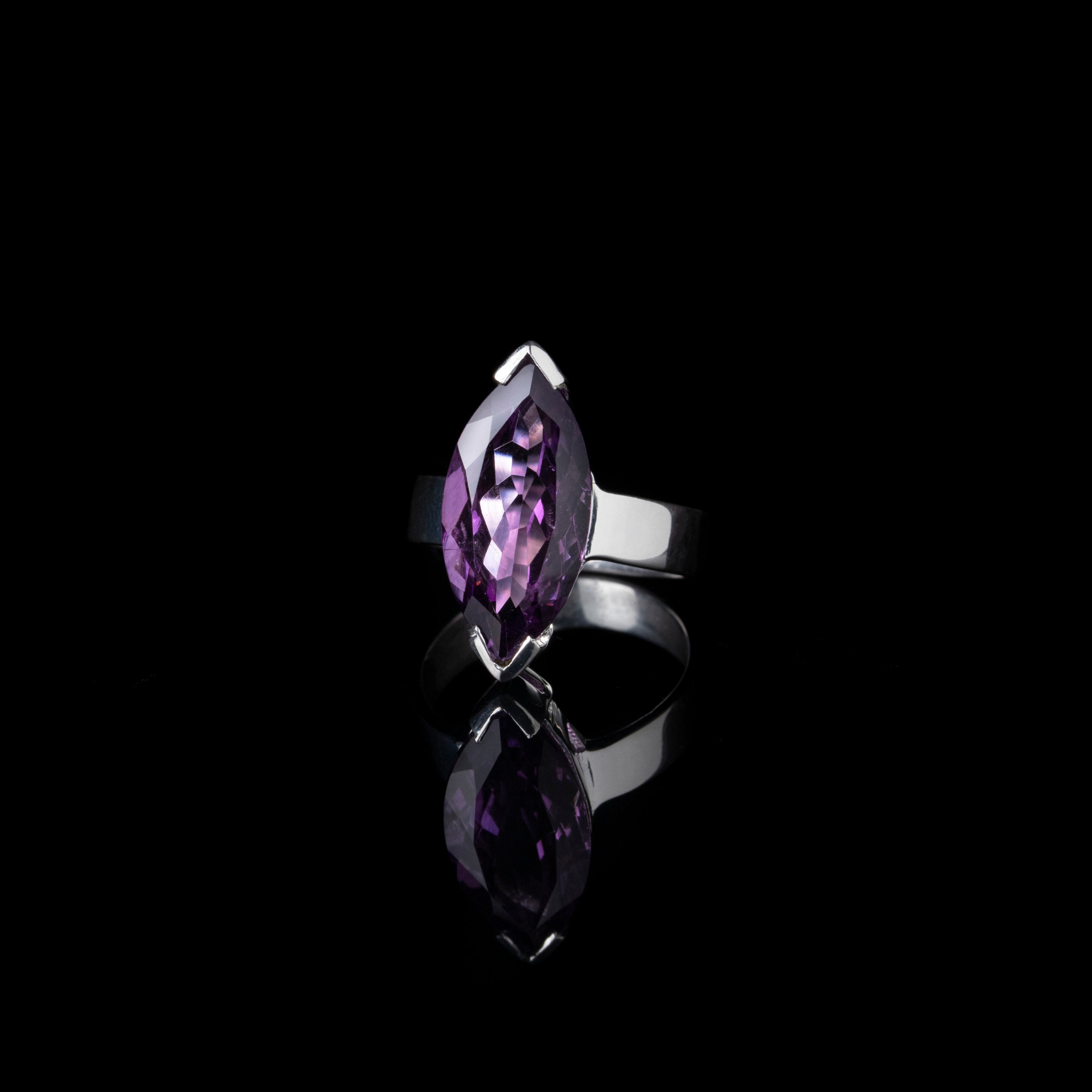 Amethyst Marquise Cut Silver Ring