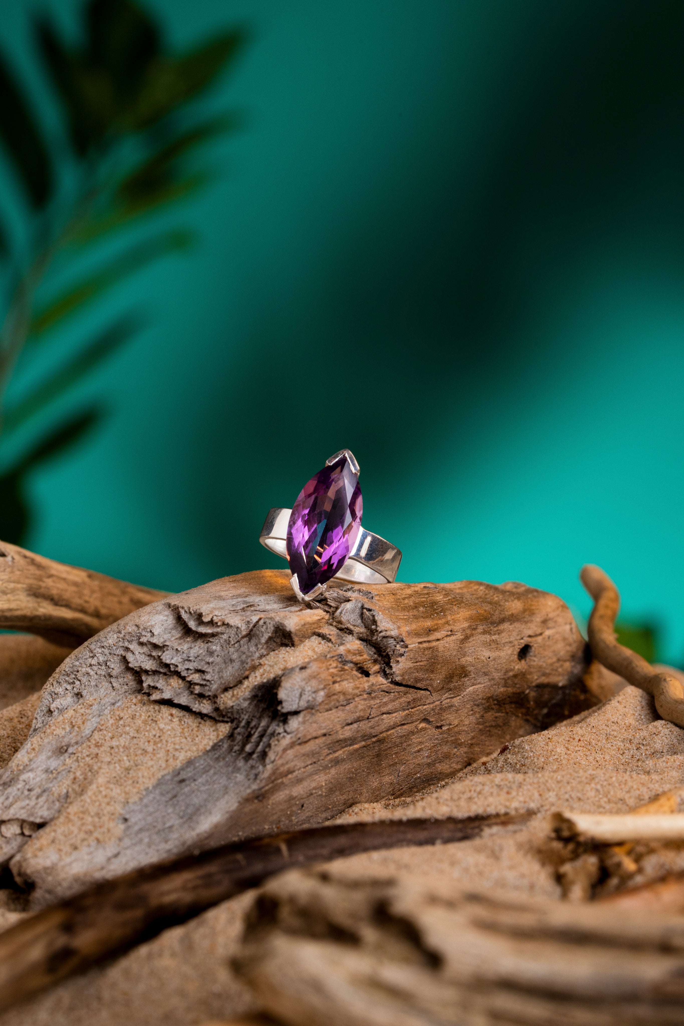 Amethyst Marquise Cut Silver Ring