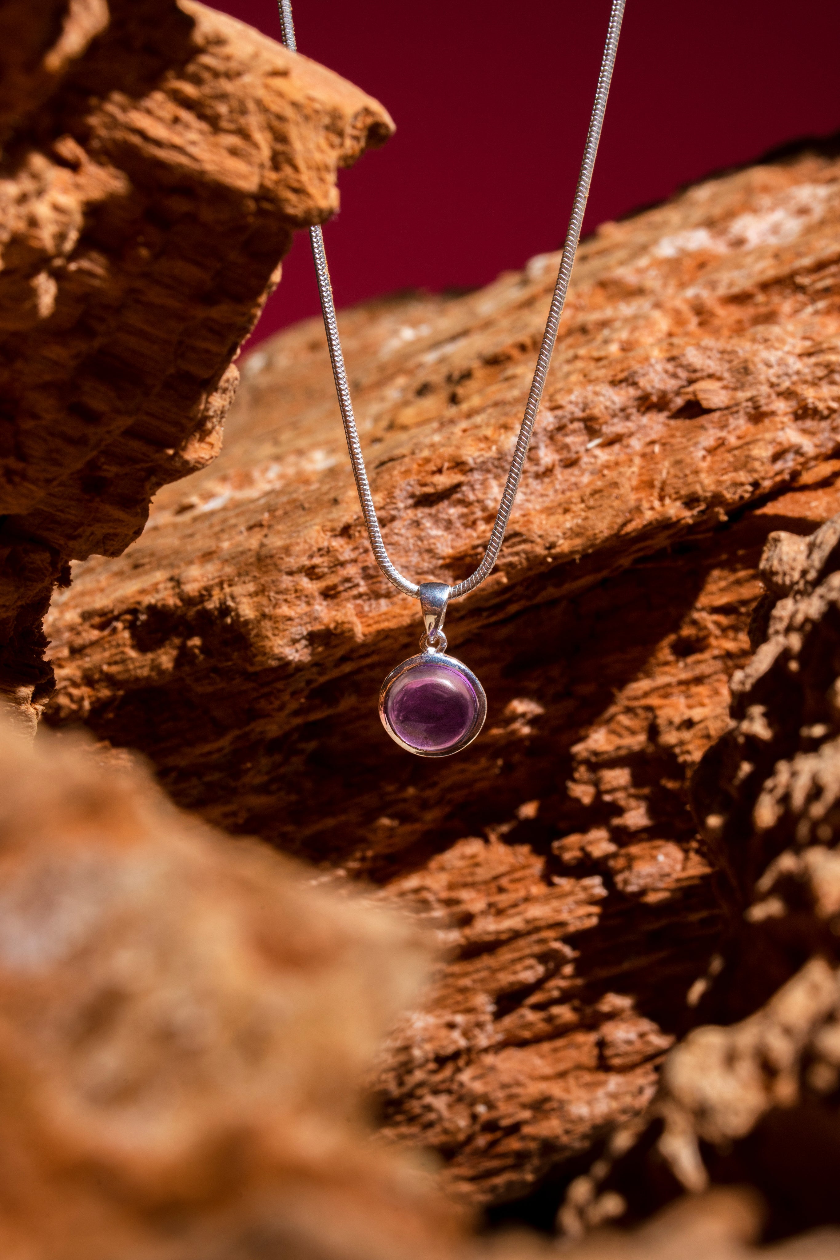 Amethyst Round Silver Pendant