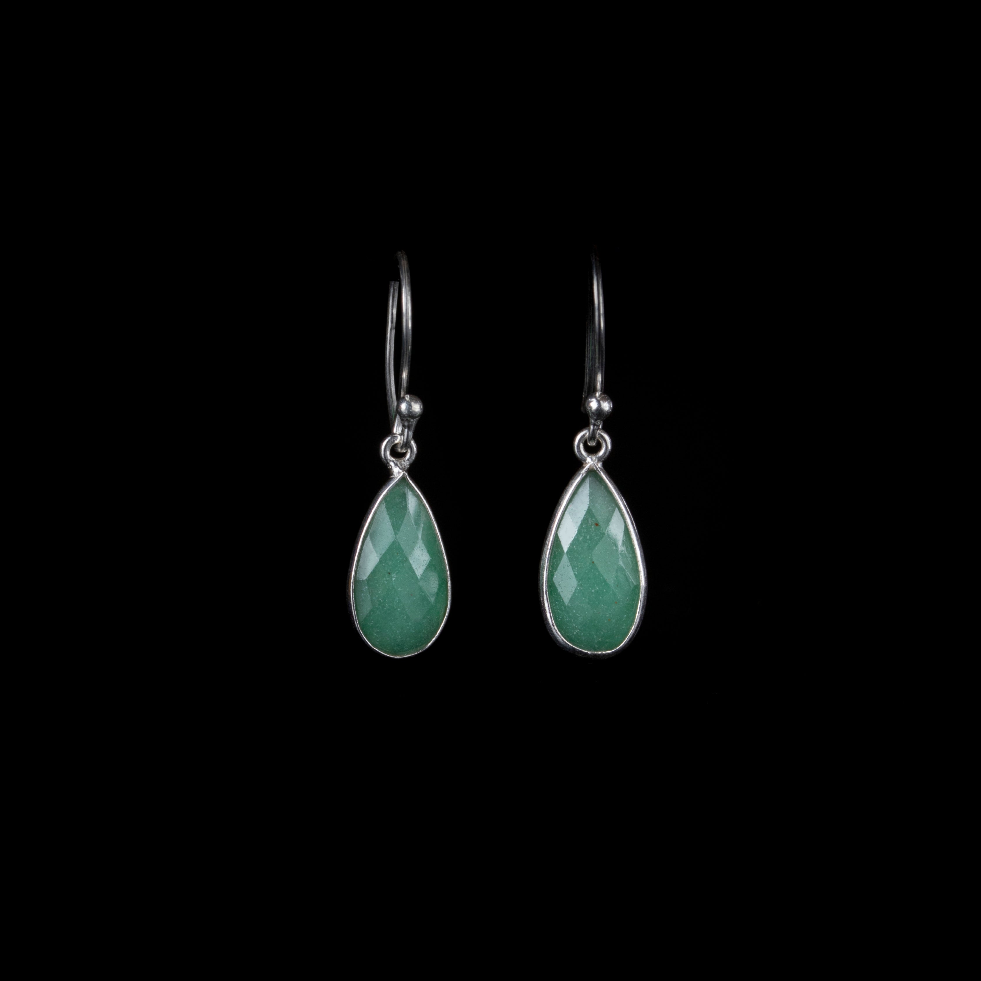 Aventurine Teardrop Silver Earrings