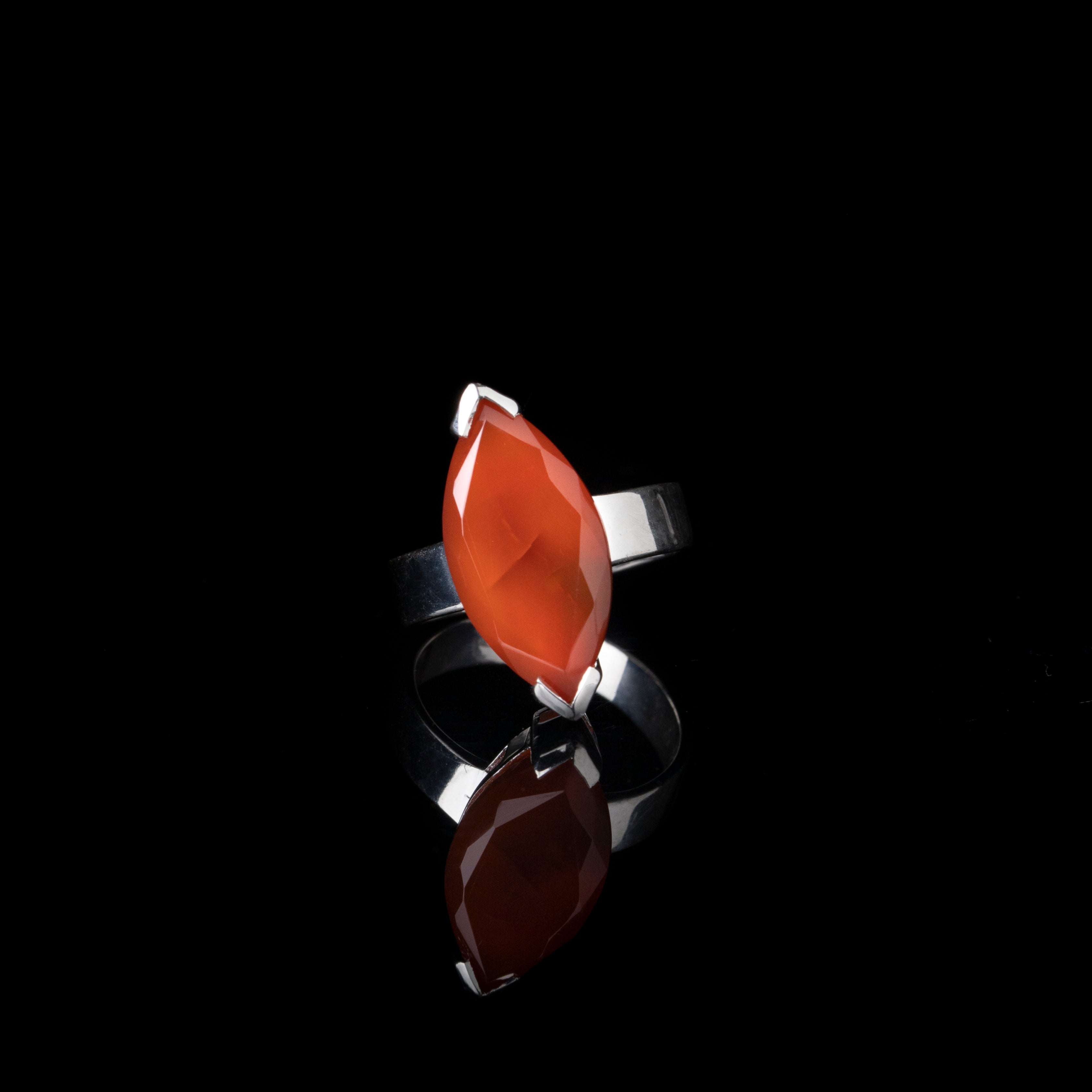 Carnelian Marquise-Cut Silver Ring
