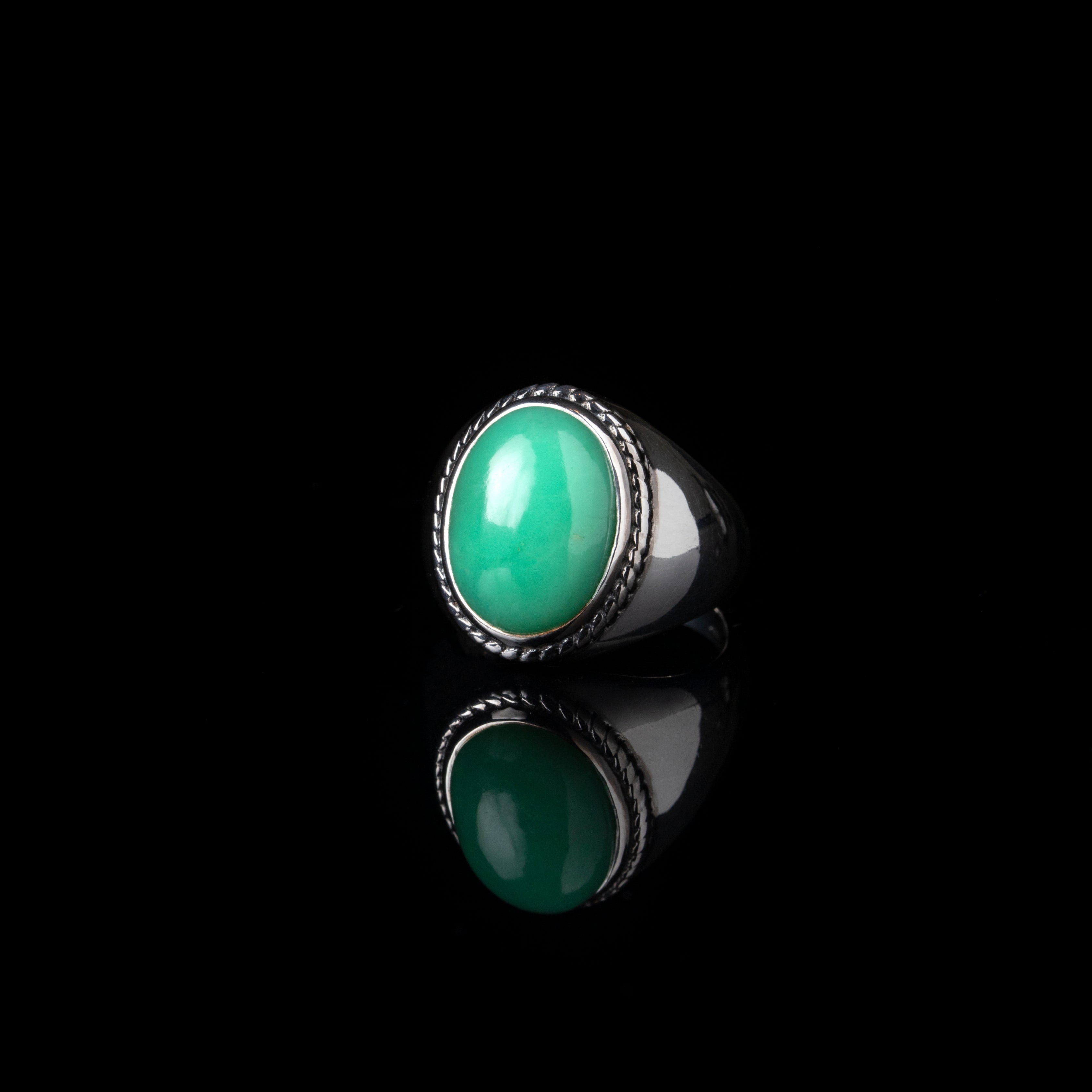 Chrysoprase Braided Unisex Cab Ring