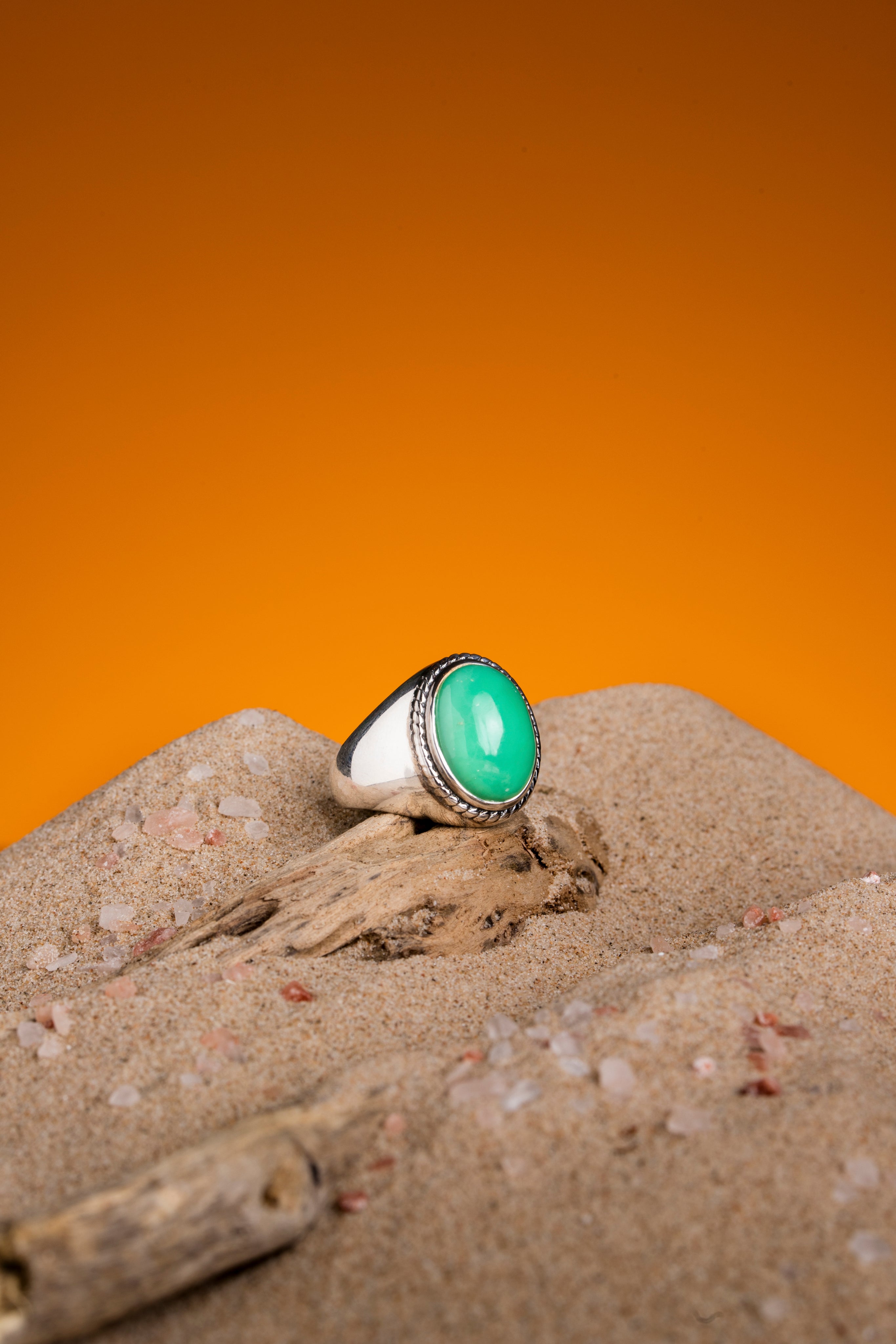 Chrysoprase Braided Unisex Cab Ring