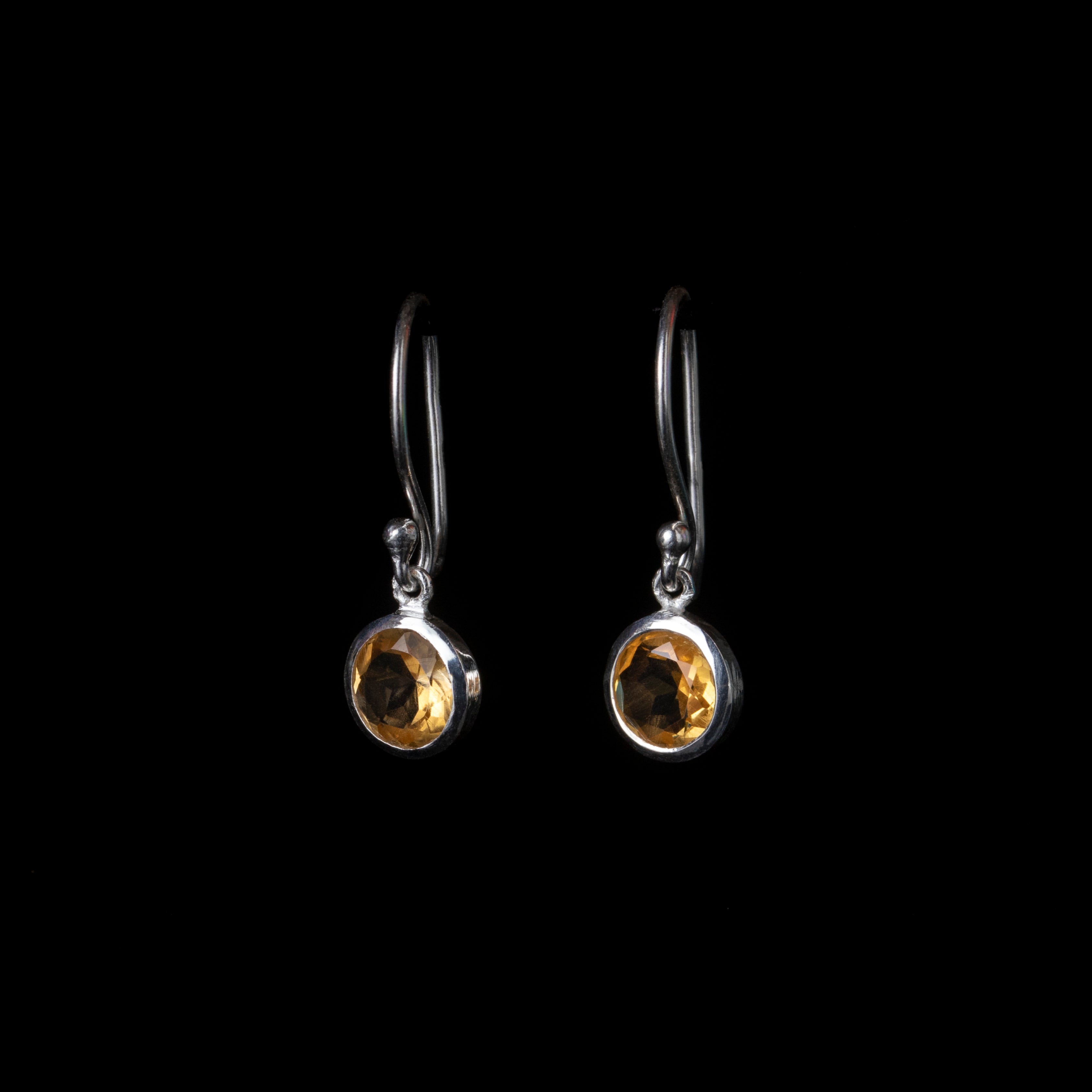 Citrine Cut Stone Silver Earrings