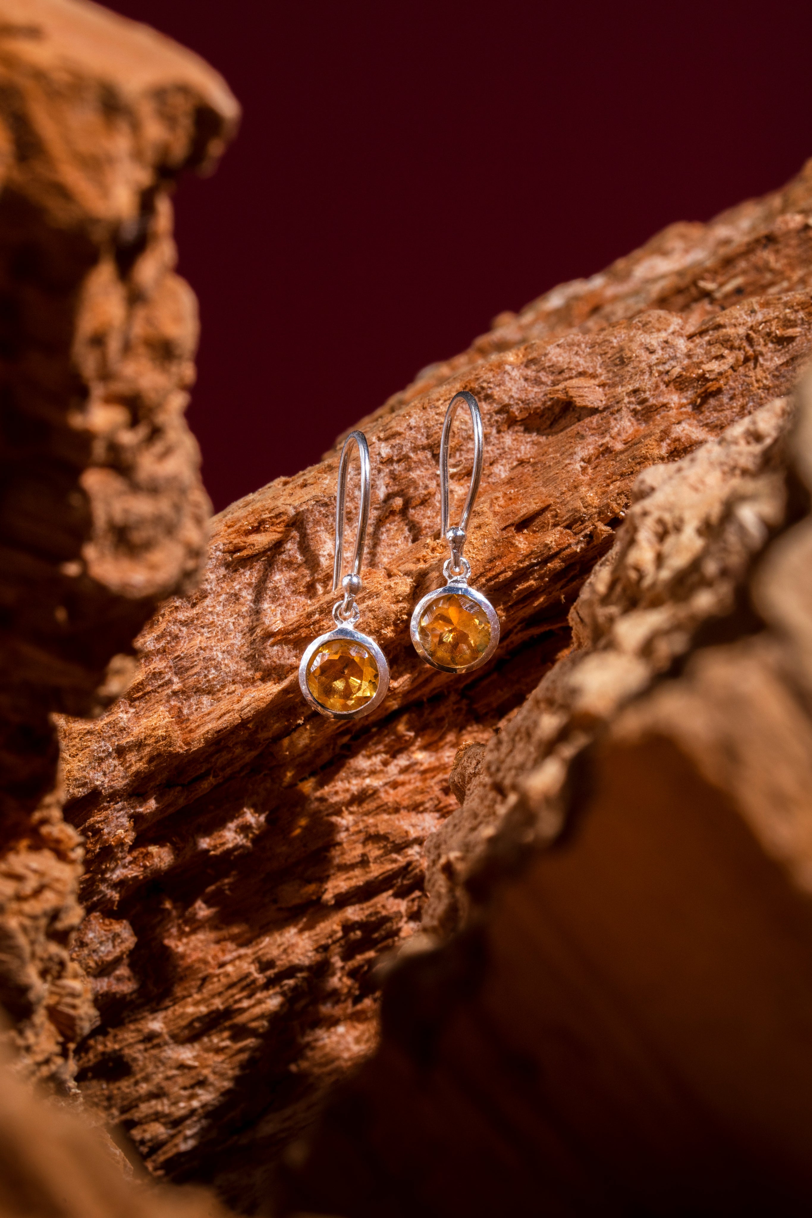 Citrine Cut Stone Silver Earrings