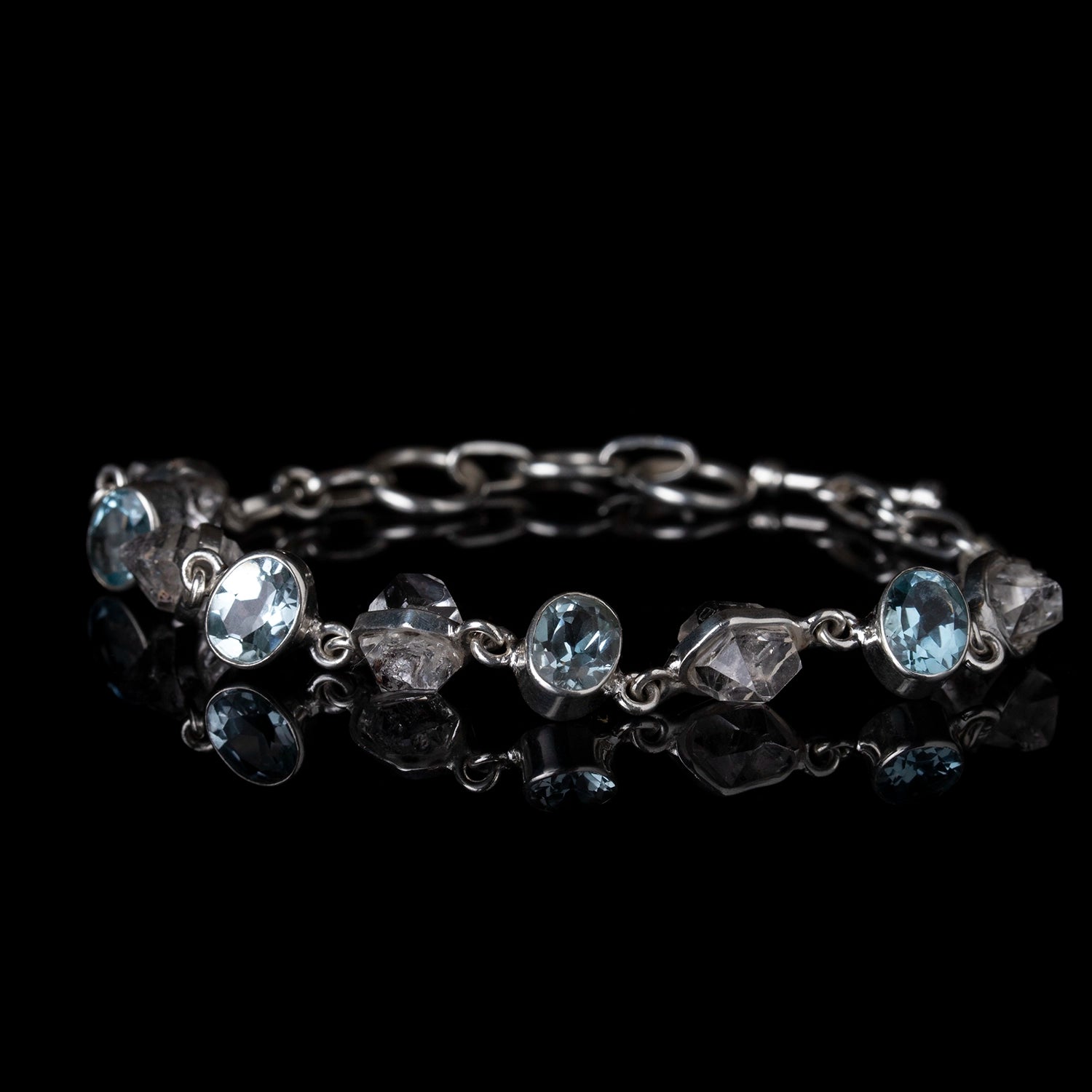 Silver Herkimer Diamond Topaz Bracelet