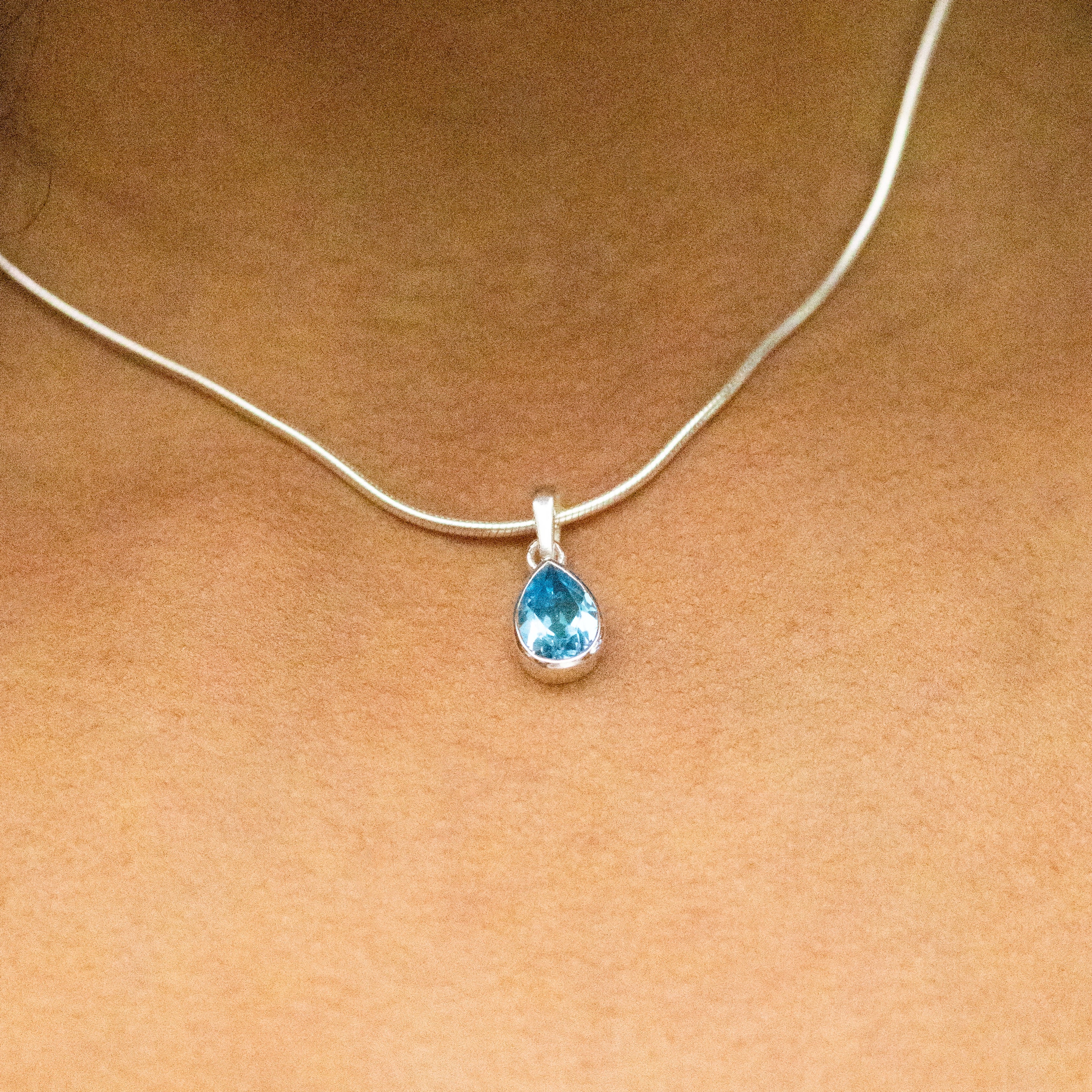 Teardrop Silver Topaz Pendant