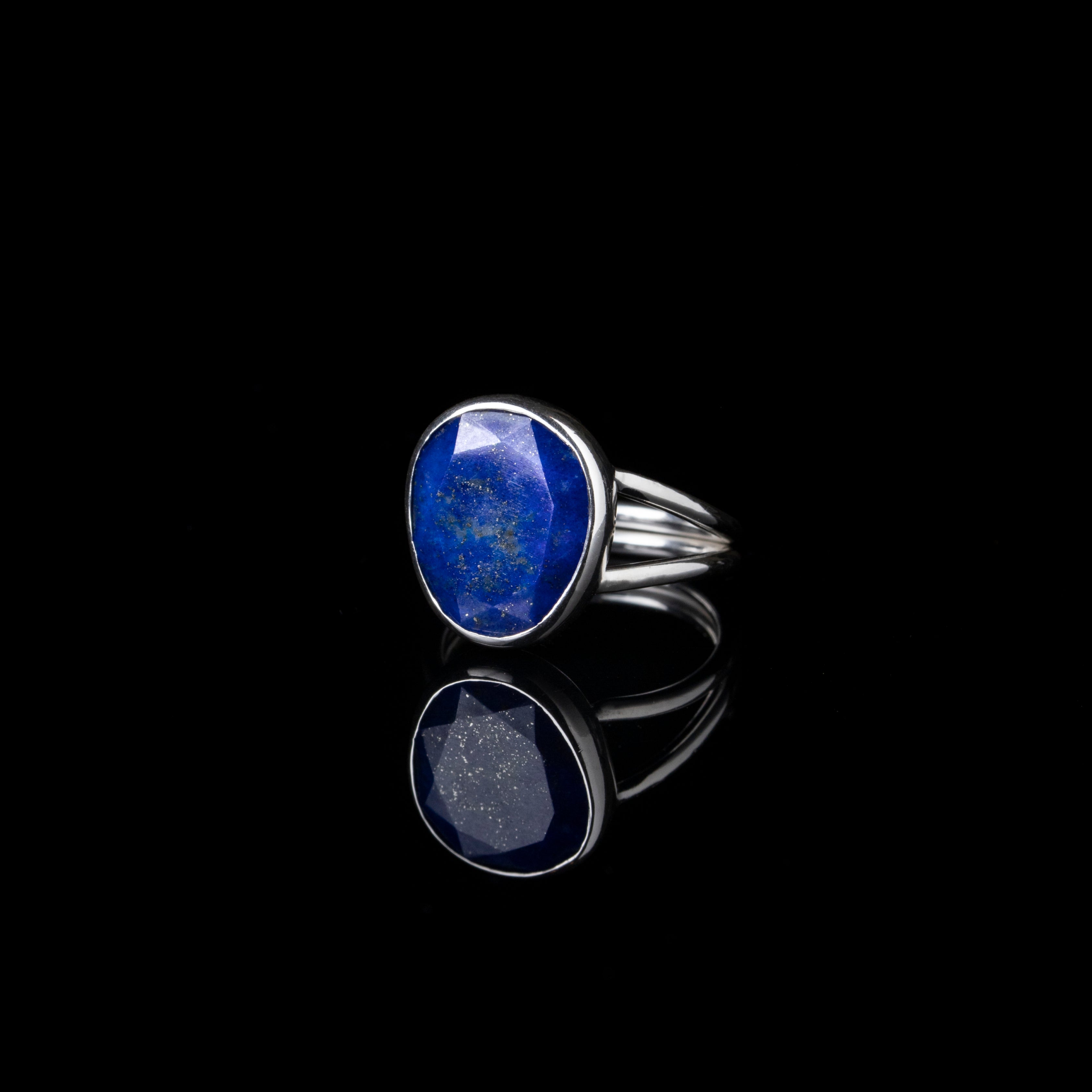 Lapis Lazuli Rose Cut Silver Ring