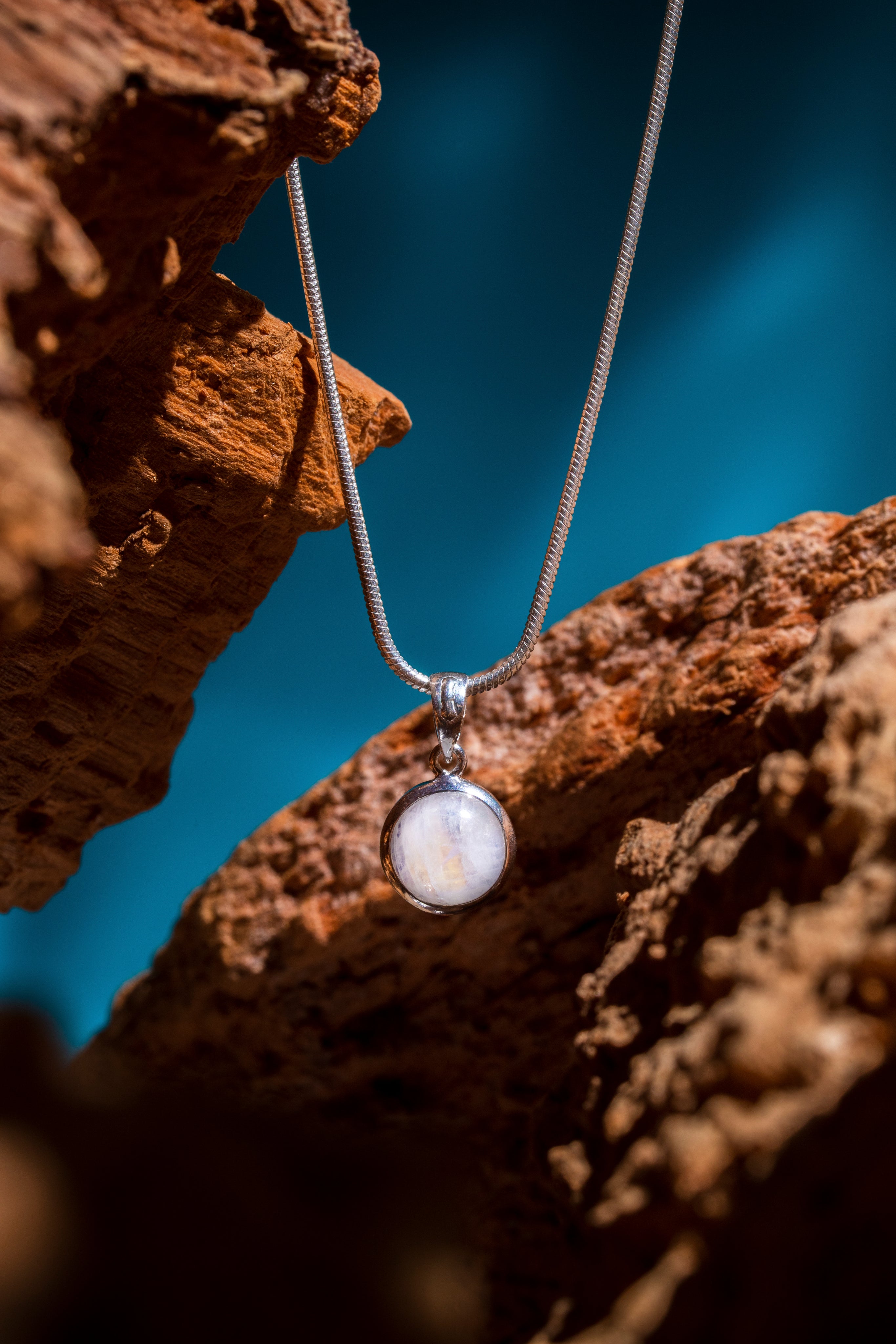 Moonstone Round Silver Pendant
