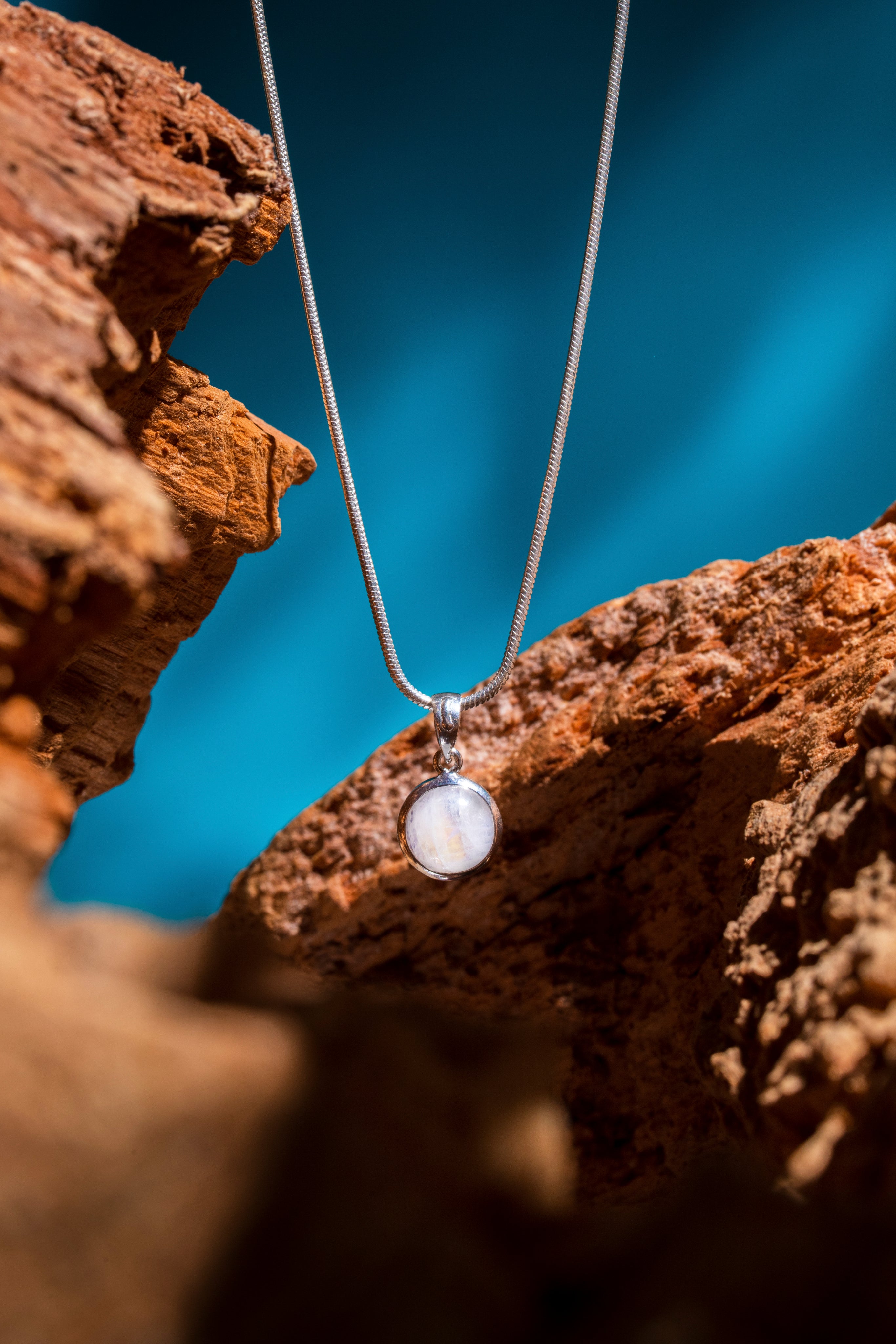Moonstone Round Silver Pendant