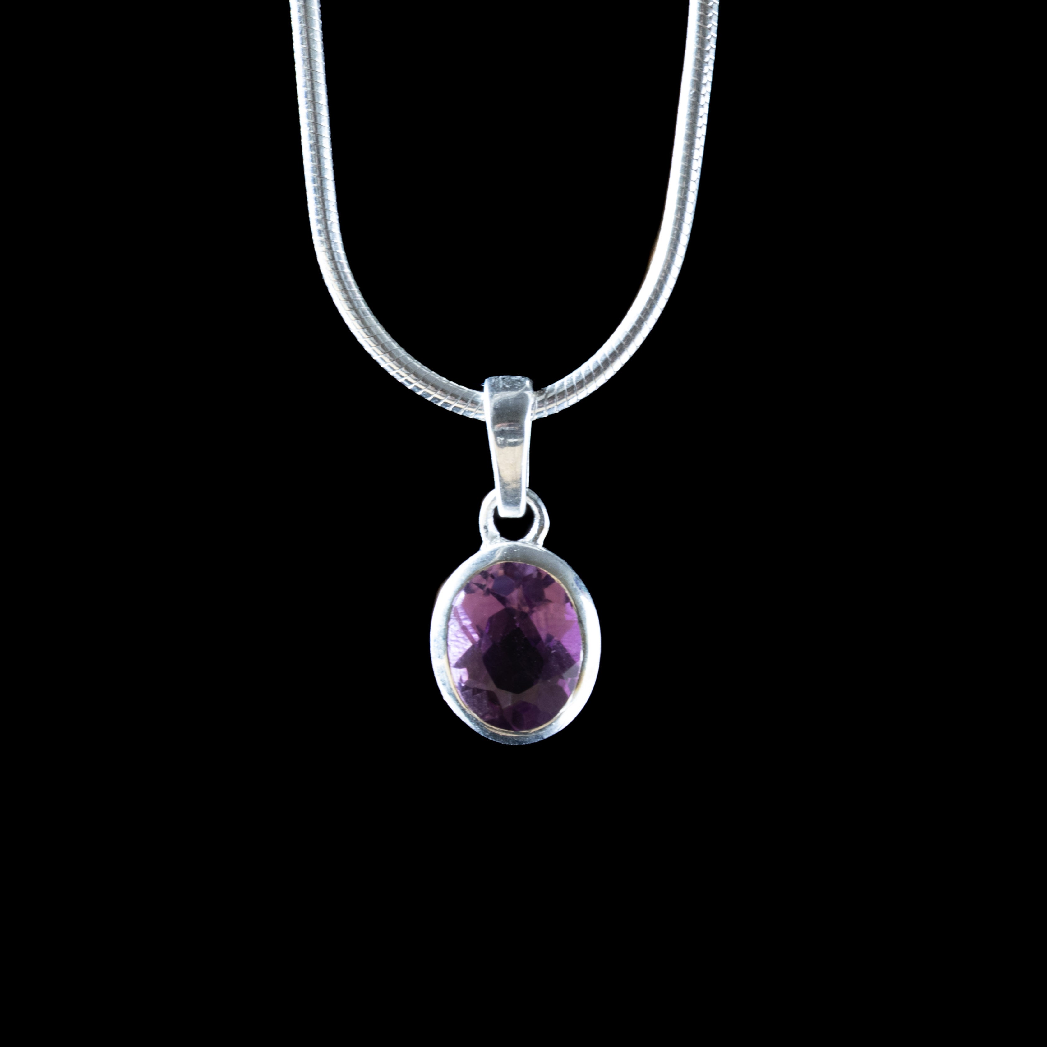 Oval Amethyst Cut Stone Pendant