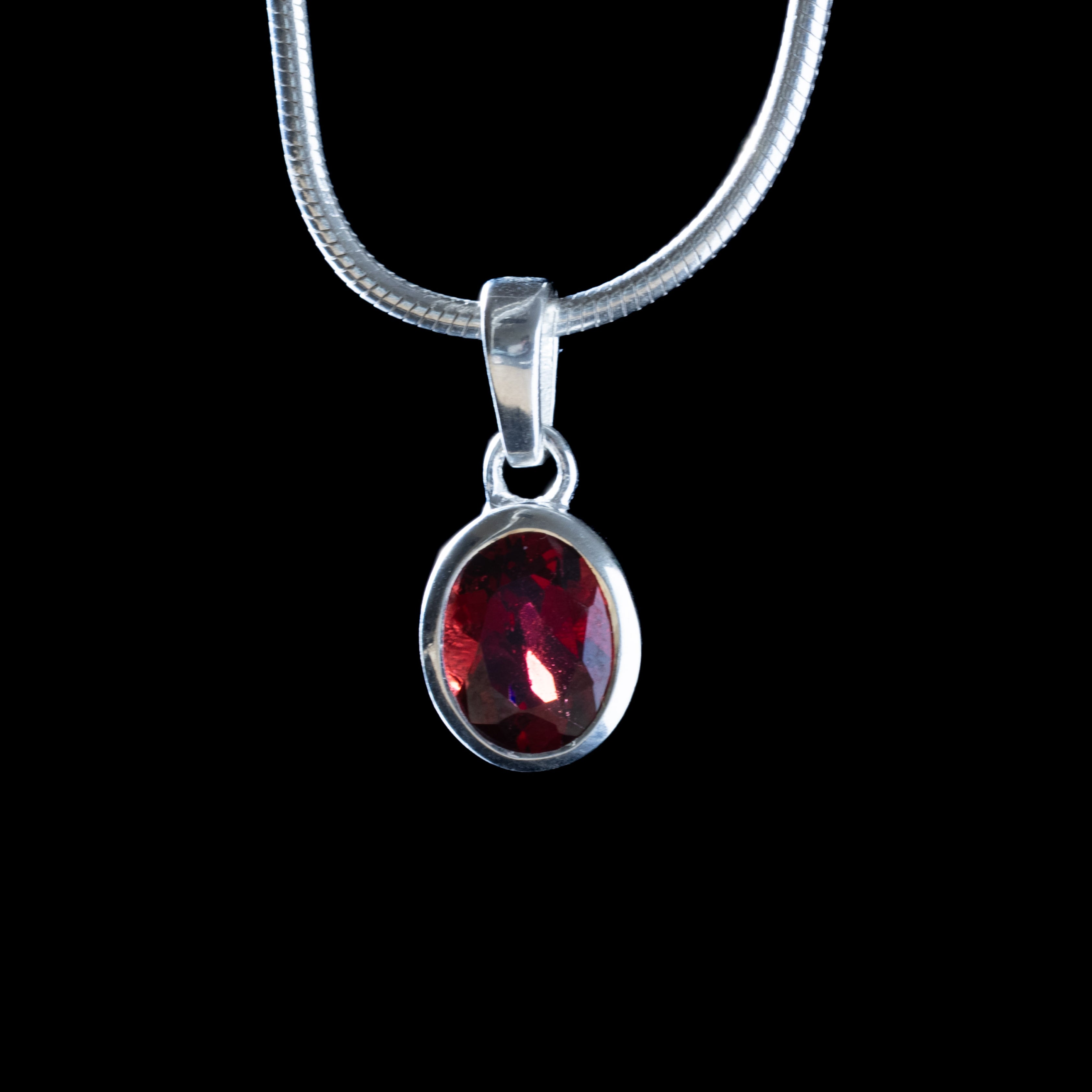 Red Ruby Oval-Cut Pendant