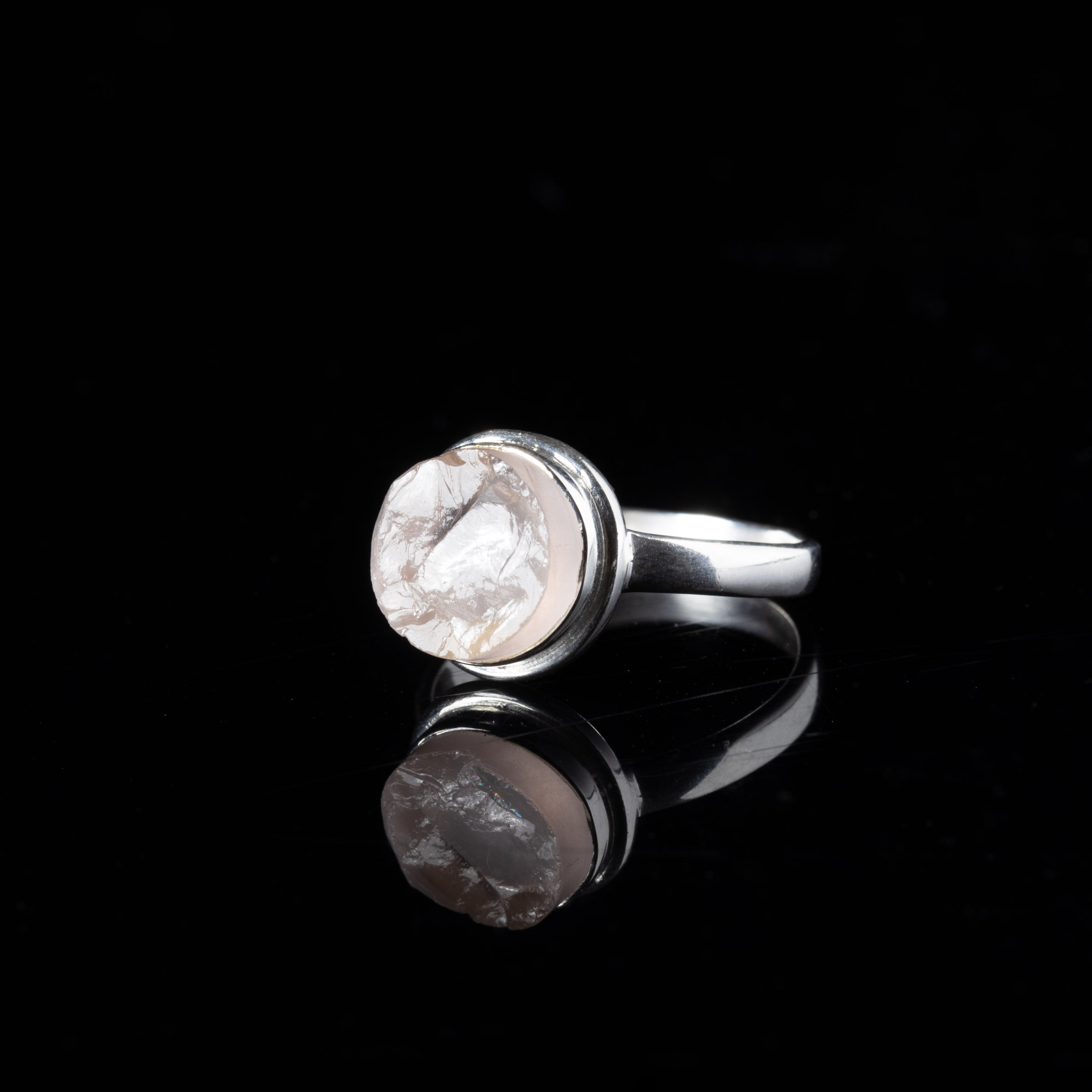 Rough Rounded Pink Quartz Ring