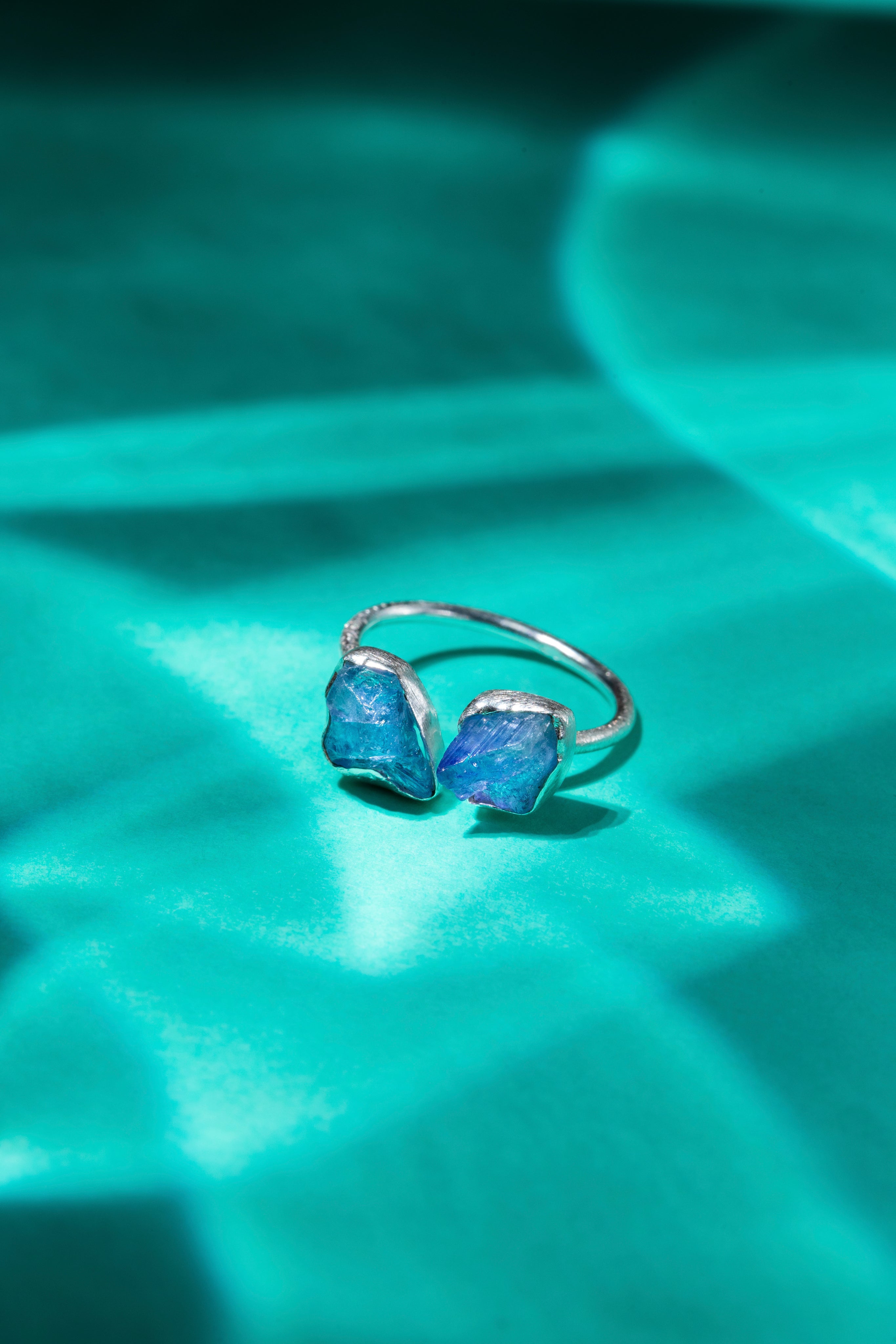 Tanzanite Rough Stone Twin Ring