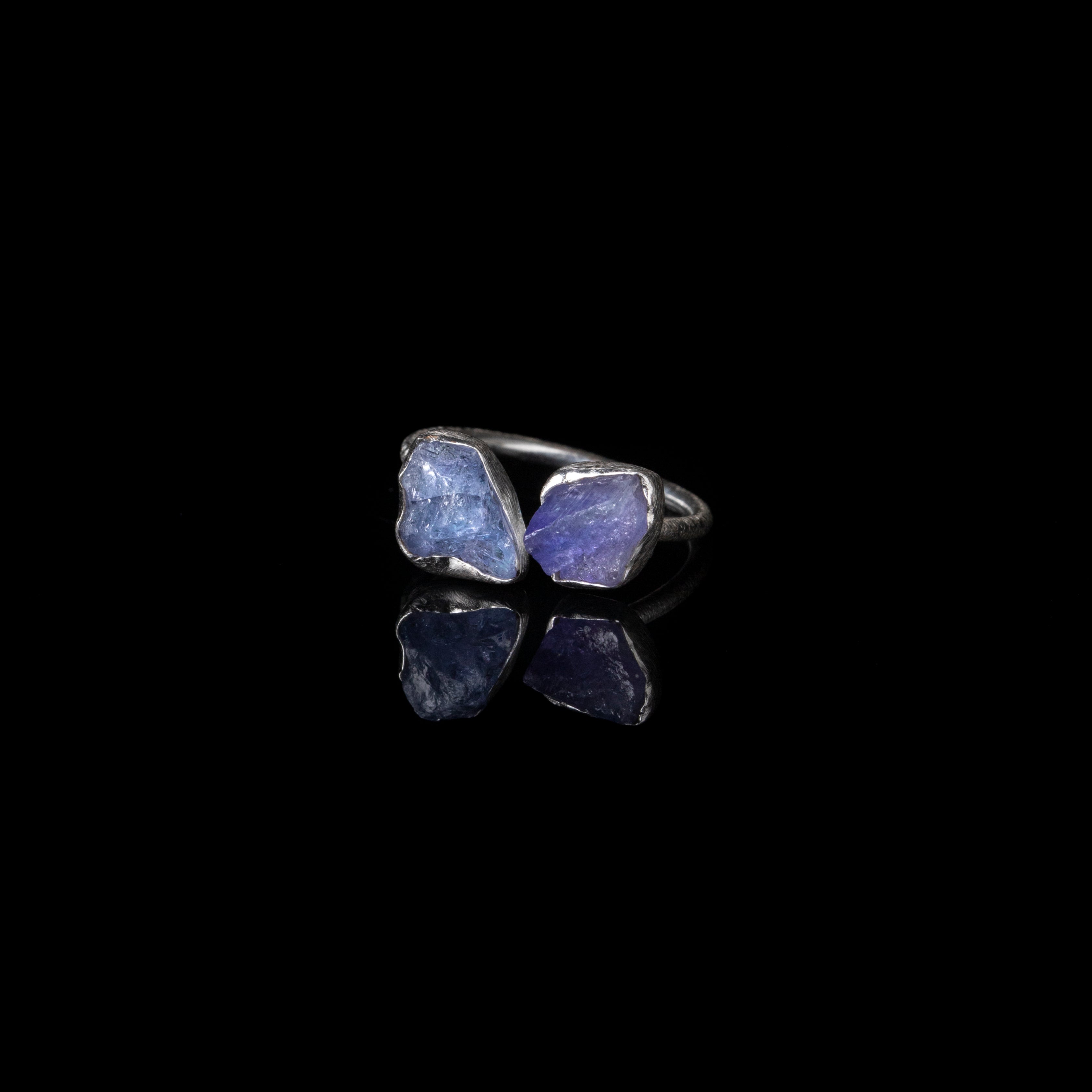 Tanzanite Rough Stone Twin Ring