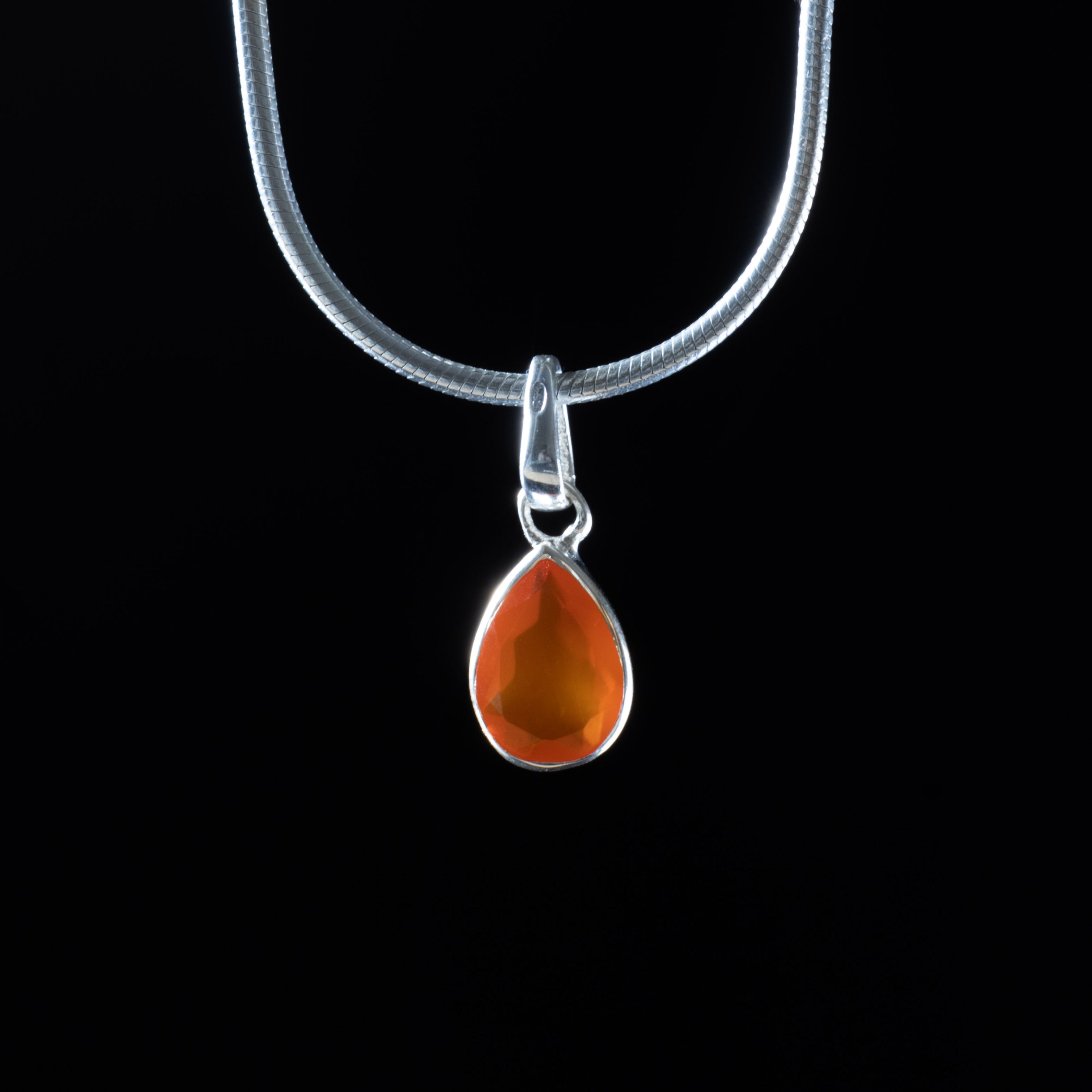 Teardrop Silver Carnelian Pendant