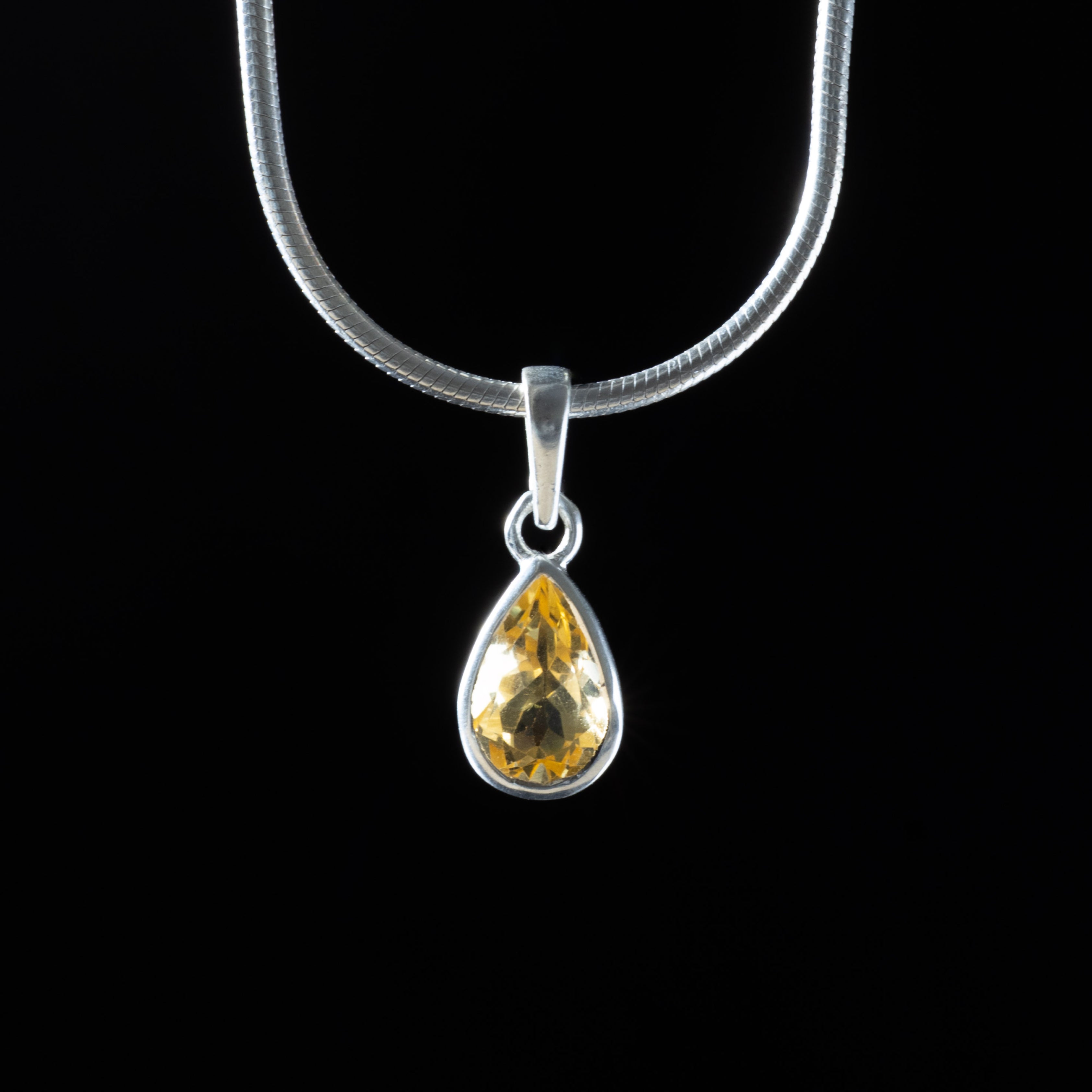 Teardrop Silver Citrine Pendant