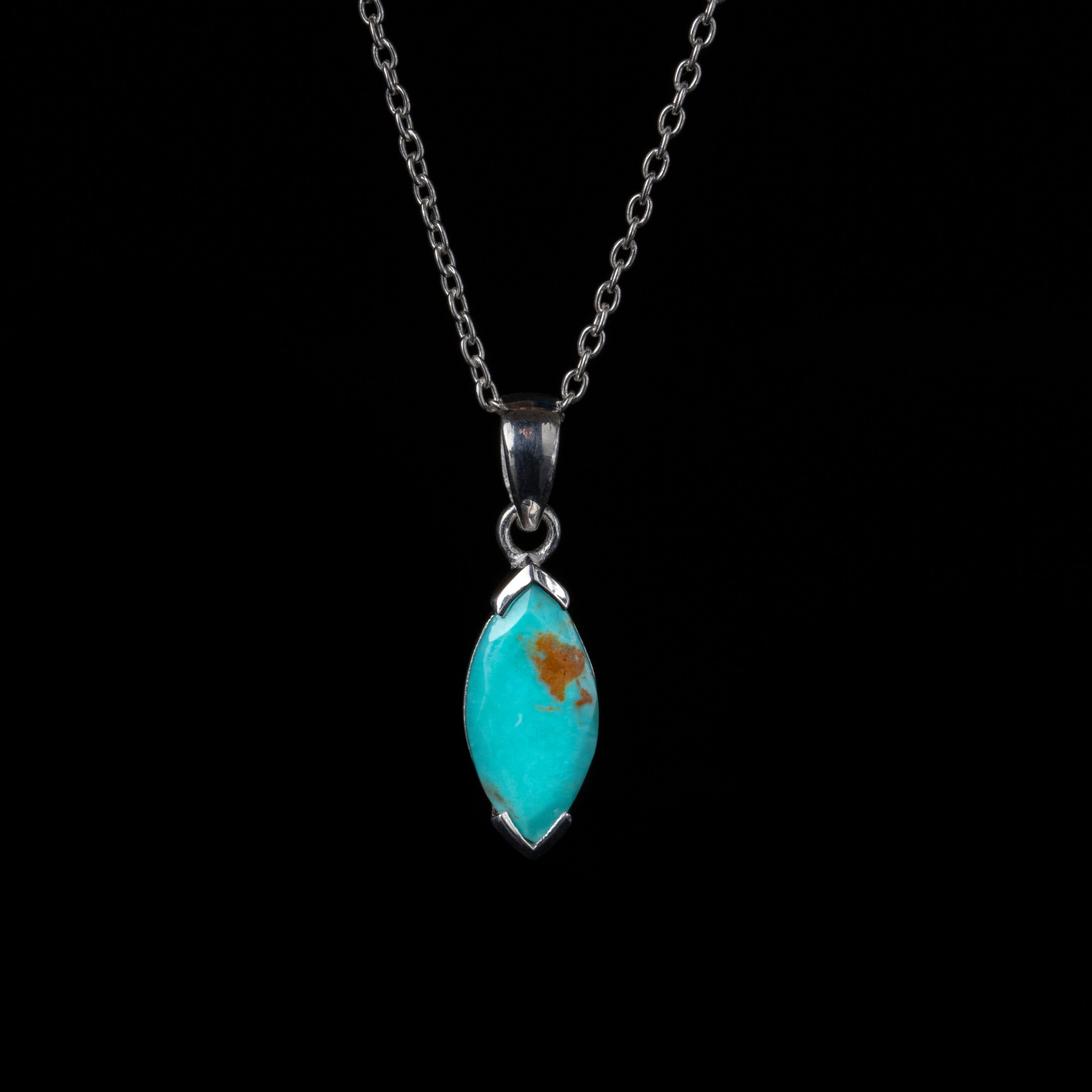 Turquoise Marquise Cut Silver Pendant