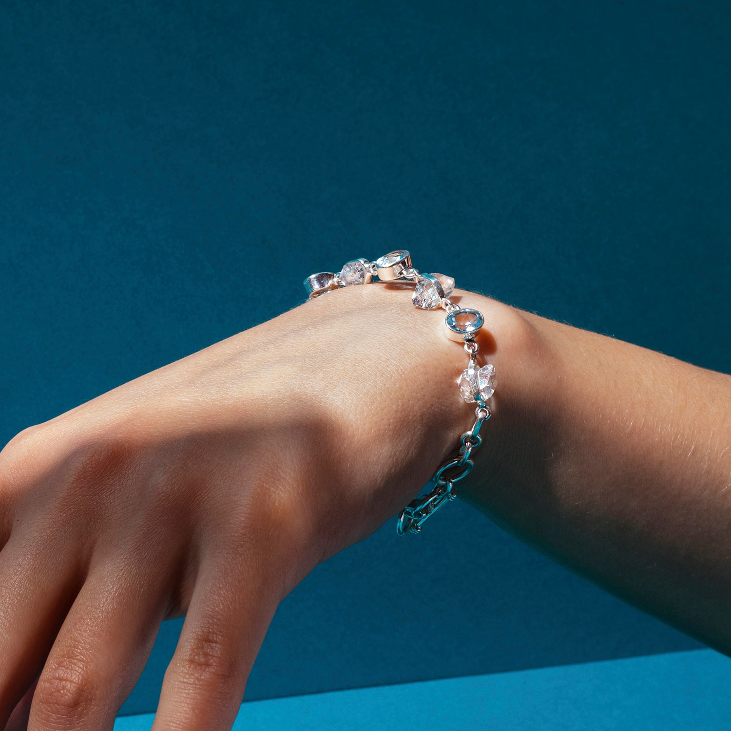 Silver Herkimer Diamond Topaz Bracelet