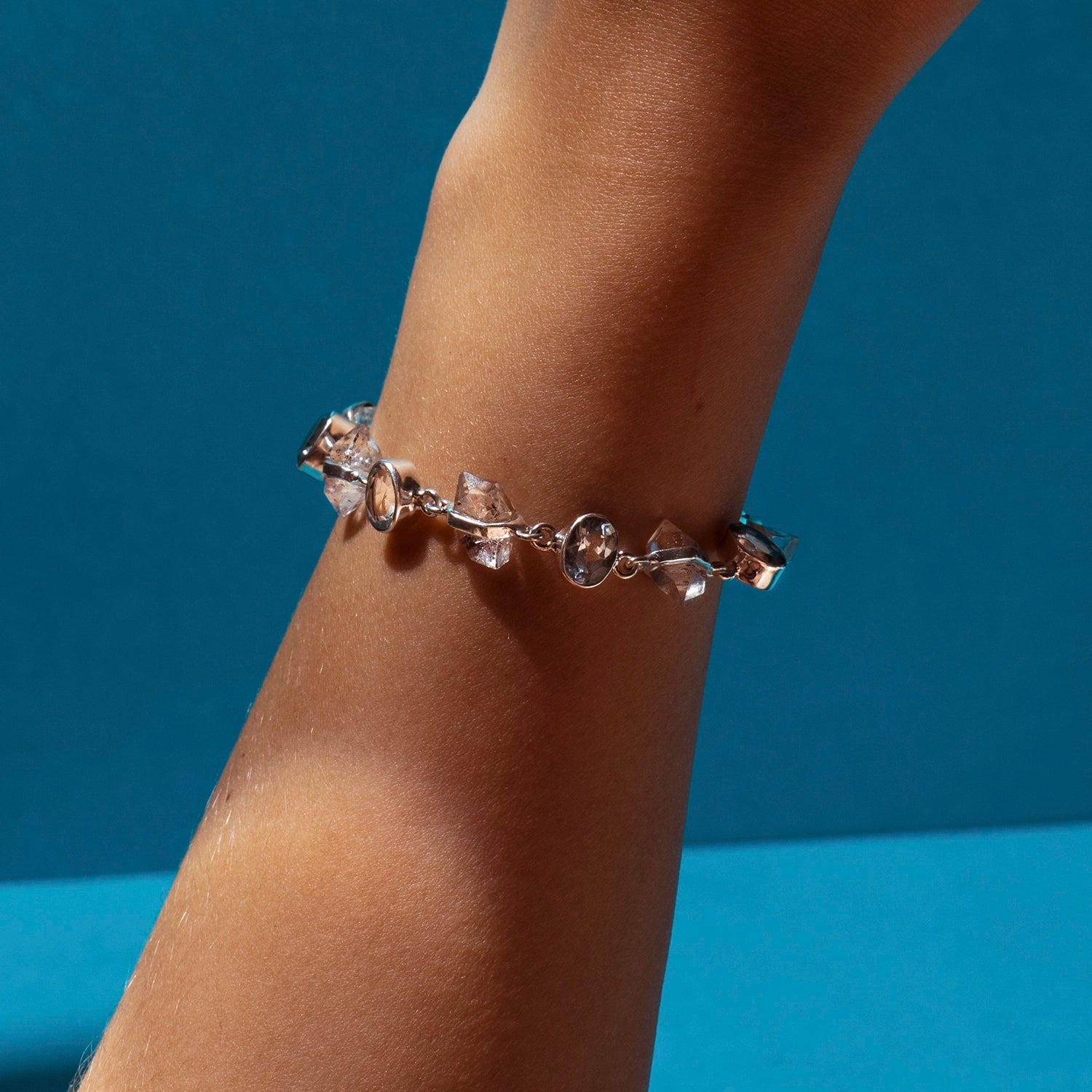 Silver Herkimer Diamond Topaz Bracelet